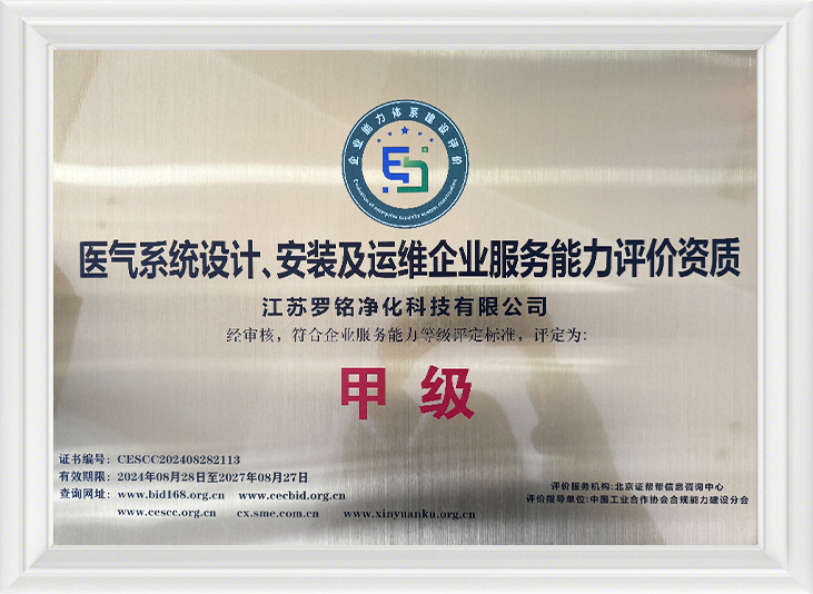 Ontwerp, installatie en bediening en onderhoud van medische gassystemen, evaluatie van servicevermogen van ondernemingen